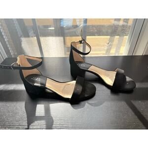 Alex Marie Black Ankle Strap Block Heel Sandal Womens Size 9 Open Toe Dress Shoe